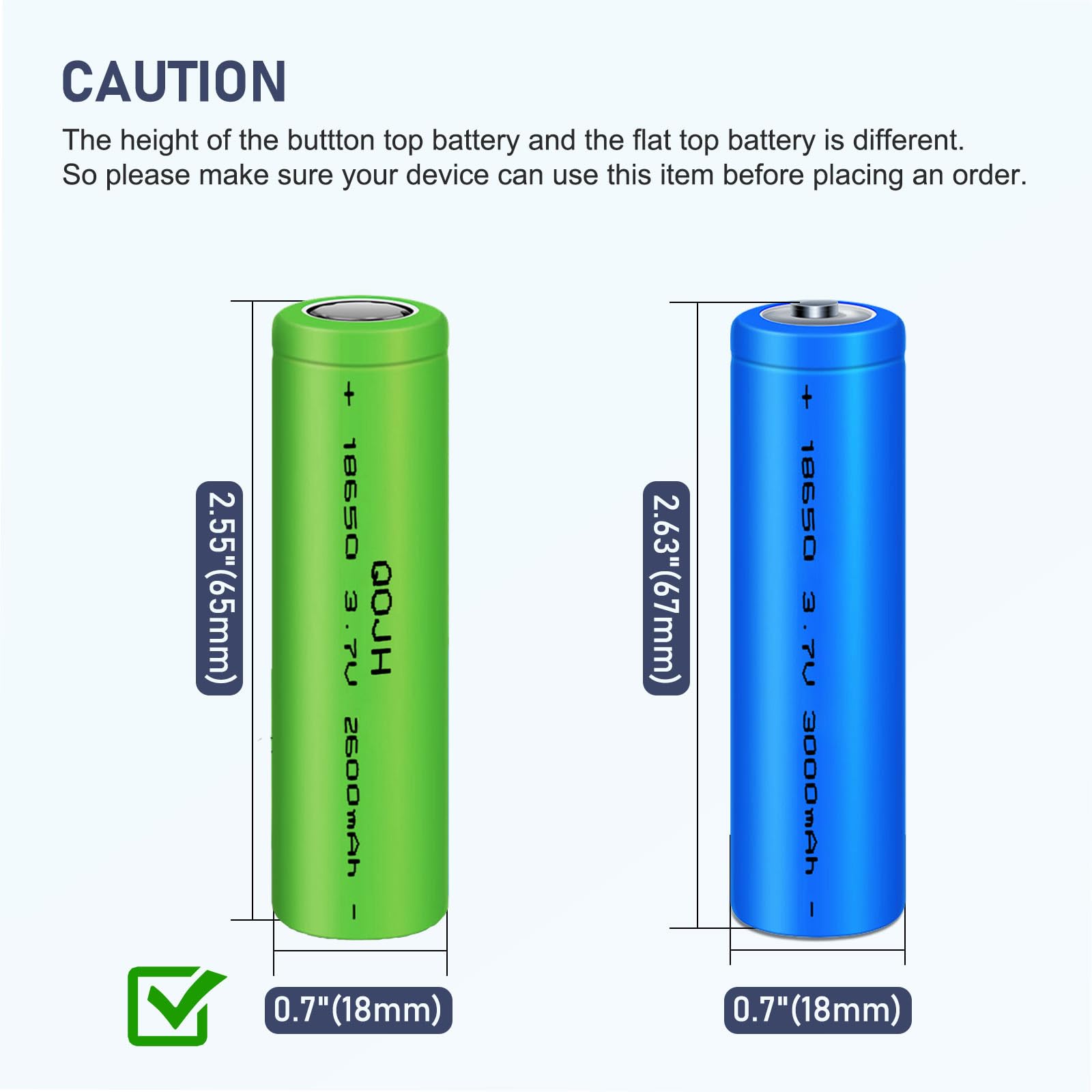 Amazon.com: QOJH 18650 Flashlight Rechargeable Battery, 3.7v